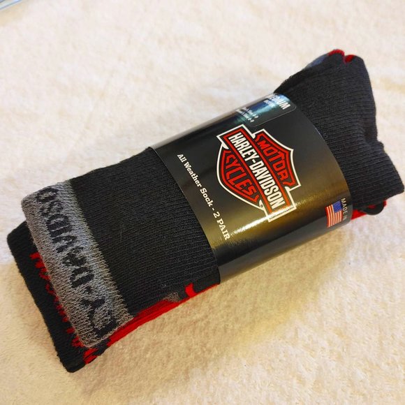 Harley-Davidson Accessories - 581 s1 Harley-Davidson	 2-prs Different All Weather Crew Socks	M 9-11 unisex